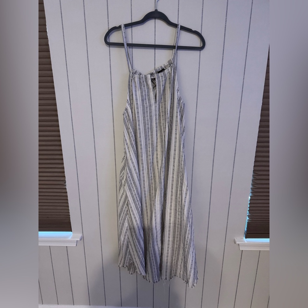 Striped Gray Maxi Dress Maternity Small NWOT